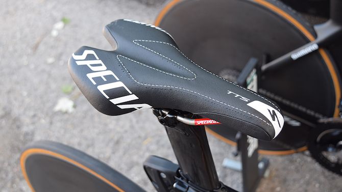 Sagan runs a Specialized TTS saddle on the time trial-specific bike