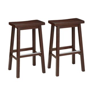 Two dark brown kitchen stools