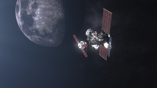 Artist's concept of the Gateway moon-orbiting space station.
