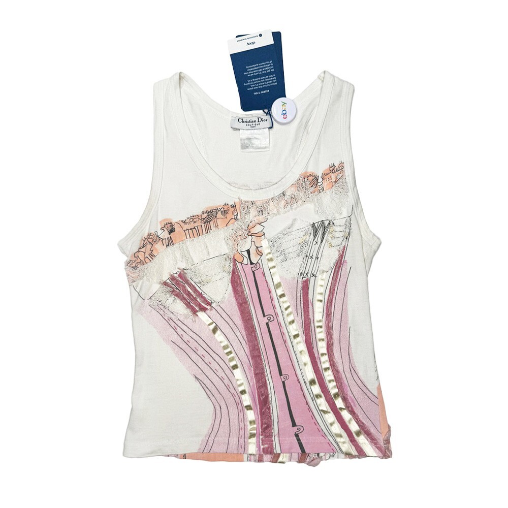 S/s 2002 Christian Dior by Galliano Ribbon Corset Bustier Tank Top
