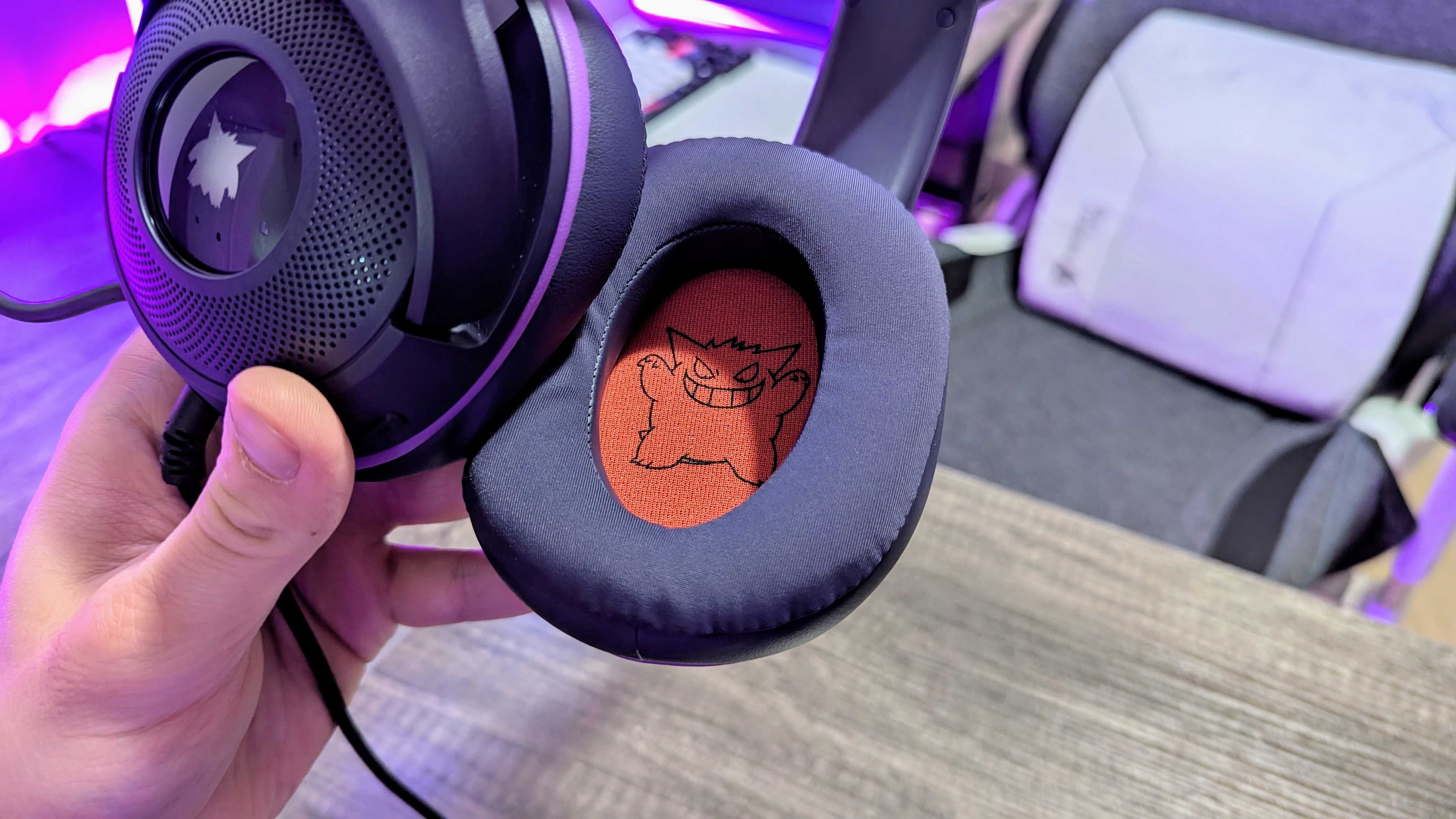 Image of the Razer Kraken Kitty V2 Gengar Edition wired gaming headset.