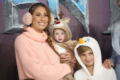 Stacey Solomon with her children at Frozen 2 premier