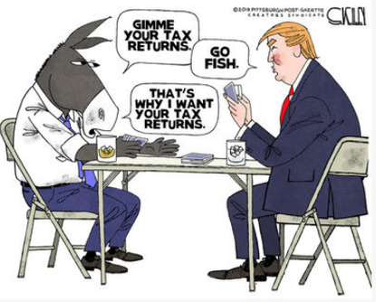 Political Cartoon U.S. Trump tax returns GOP democrats 2020 presidential election