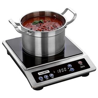 Changbert Induction Cooktop, Commercial Grade Portable Cooker, Large 8” Heating Coil, 18/10 Stainless Steel Countertop Burner With Nsf Certified, 10 Hours Timer, Powerful 1800w Professional Hot Plate