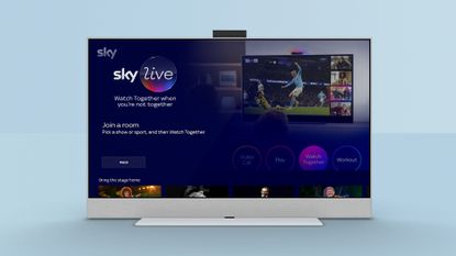Sky Live on white Sky Glass with pale blue background