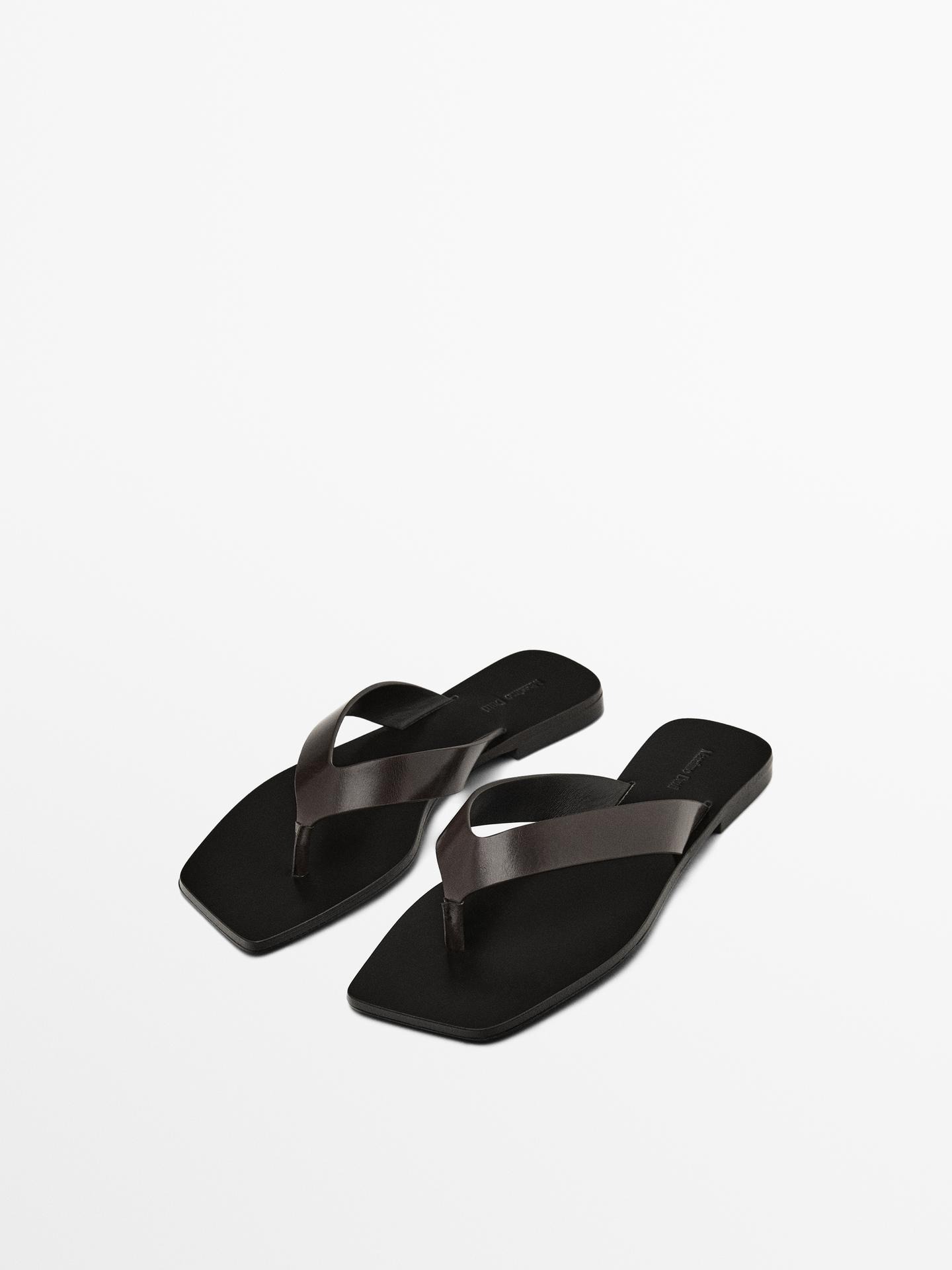 Massimo Dutti, Leather Toe Divider Sandals