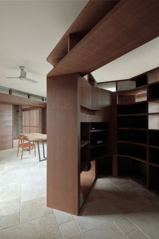 interior of japanese house in timber and concrete