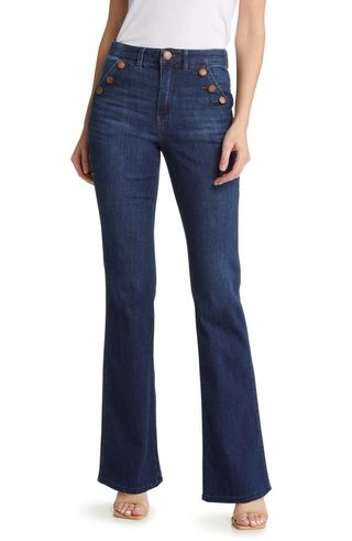 'ab'solution Button Trim Flare Jeans