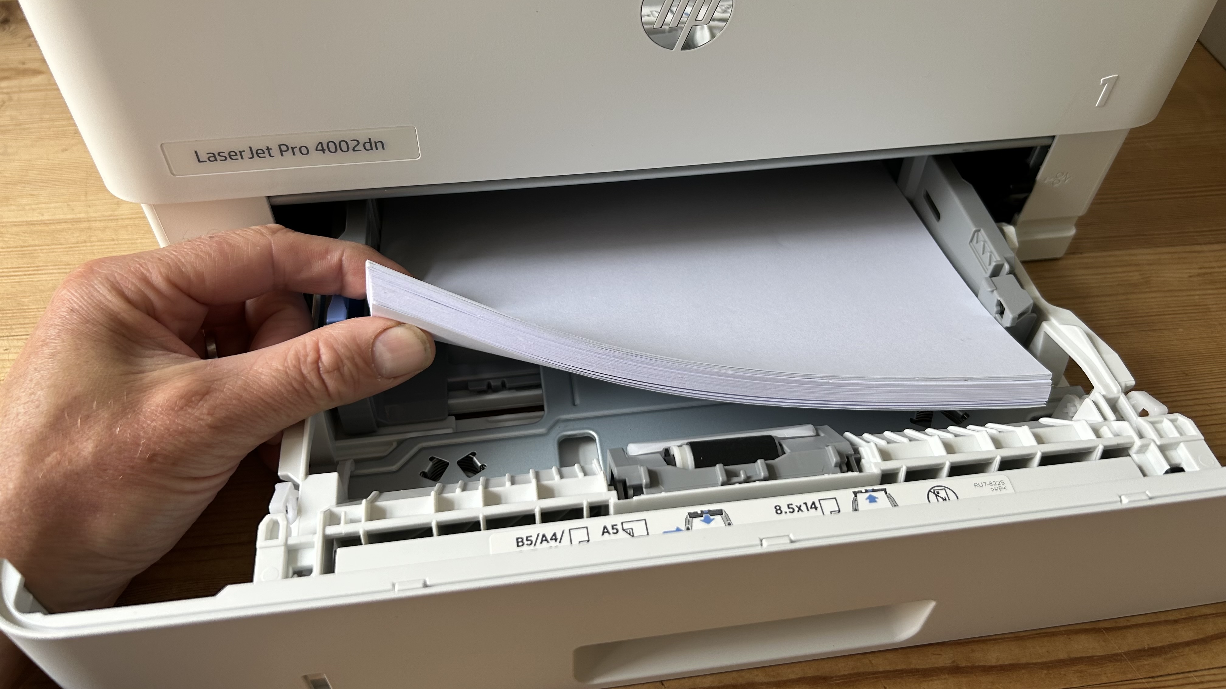 HP LaserJet Pro 4002dn on a white background