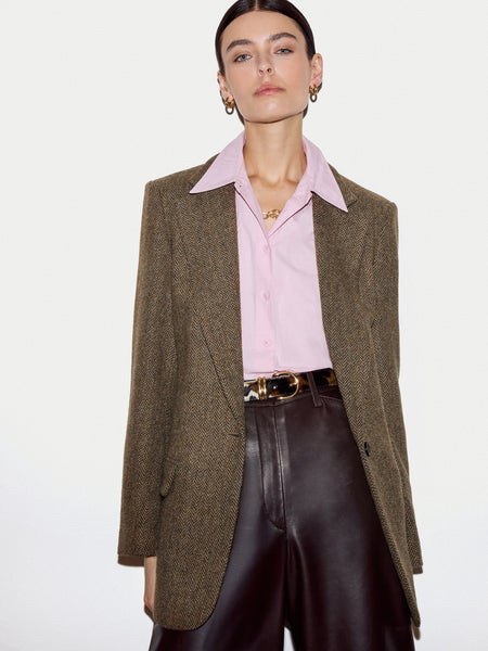 Wool Langford Herringbone Jacket | Khaki