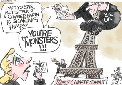 Editorial cartoon World Paris Climate Summit Oil