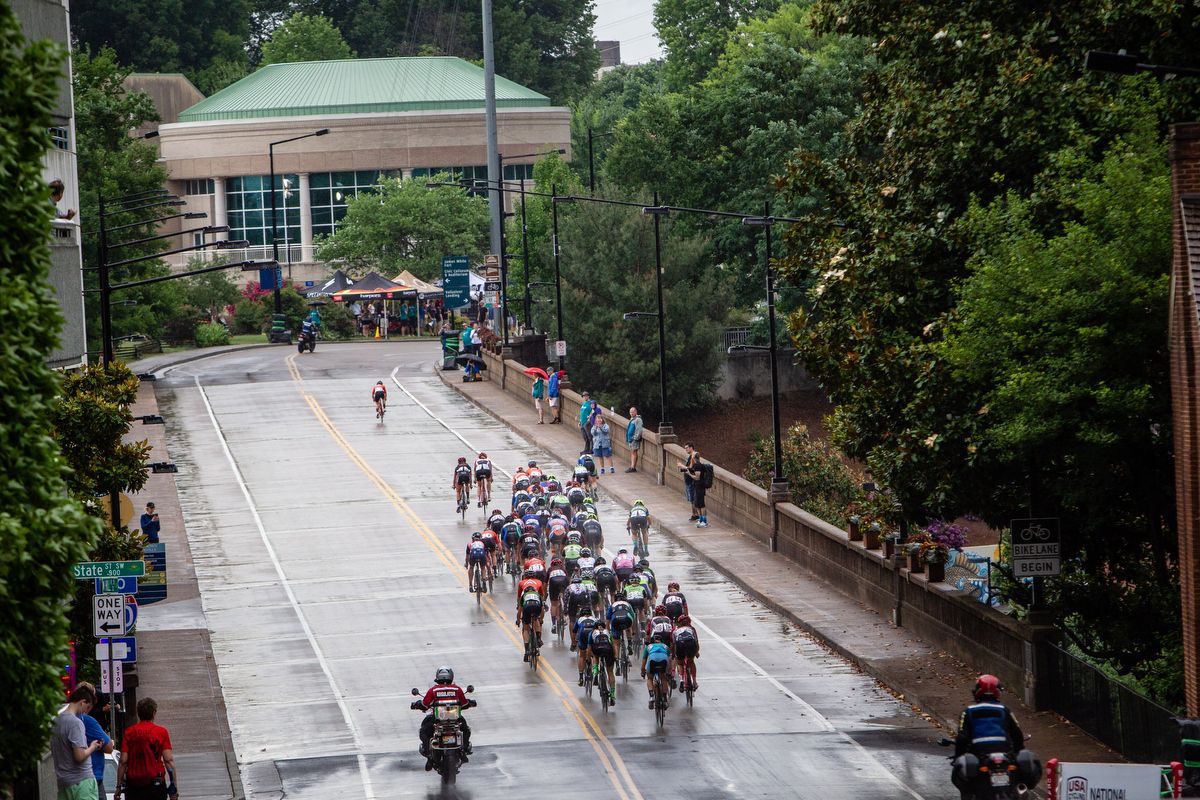The women's peloton at the US Pro Criterium Championships