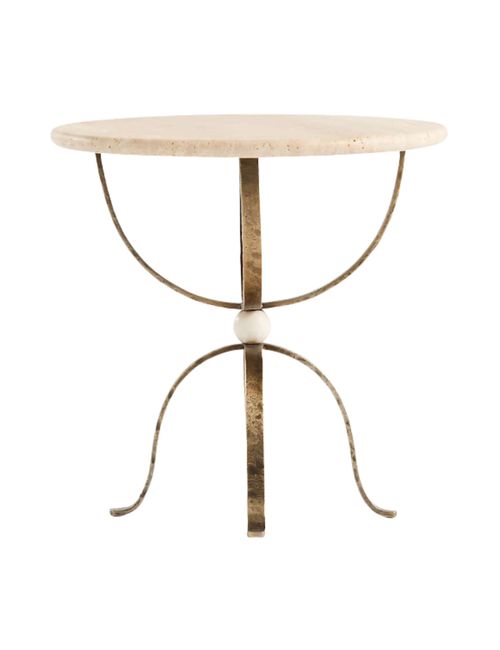 Telephone Travertine Side Table by Laura Harrier & Tiffany Howell