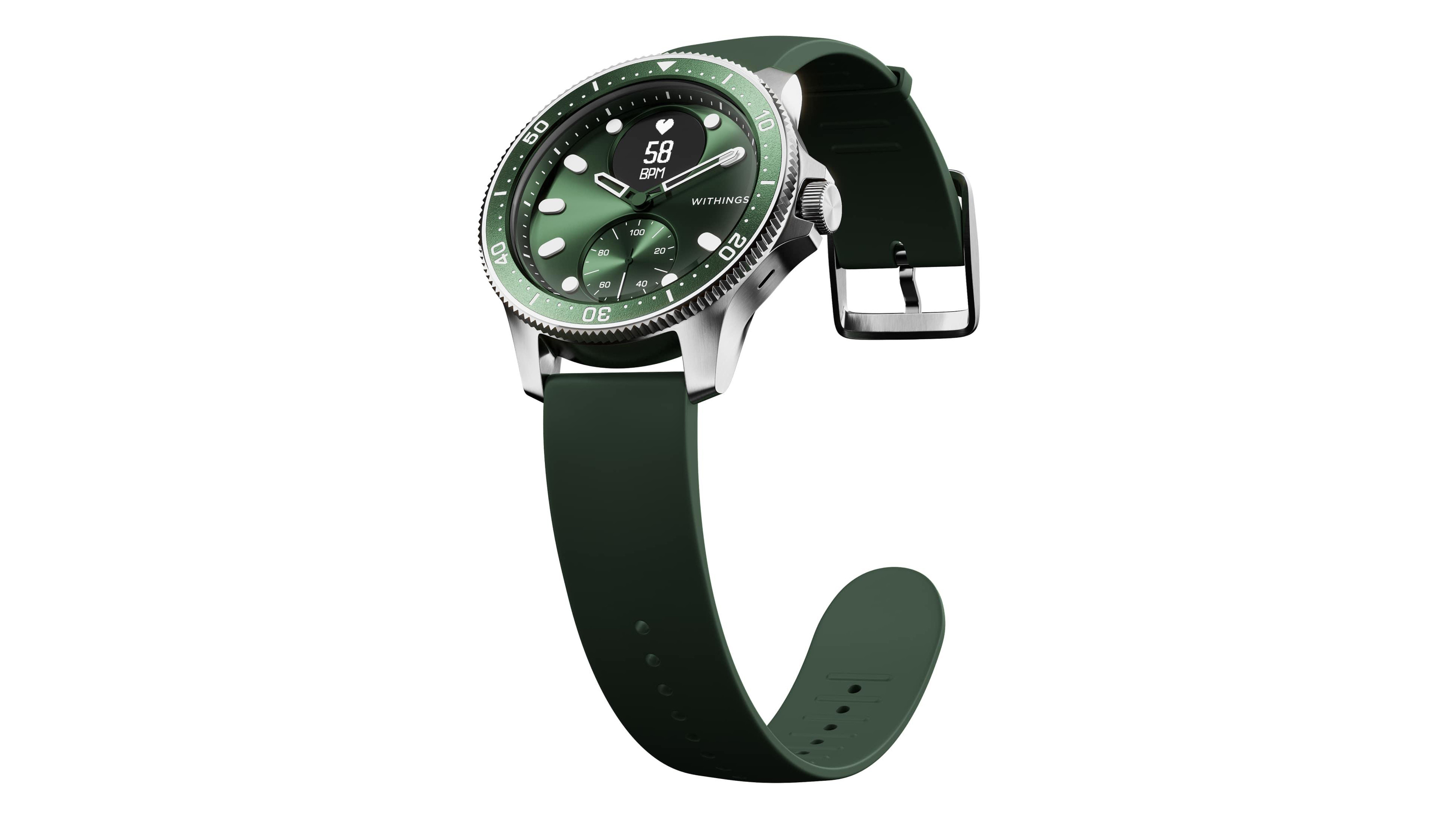 Withings ScanWatch Horizon, one of the best smartwatch for iPhones, against a white background