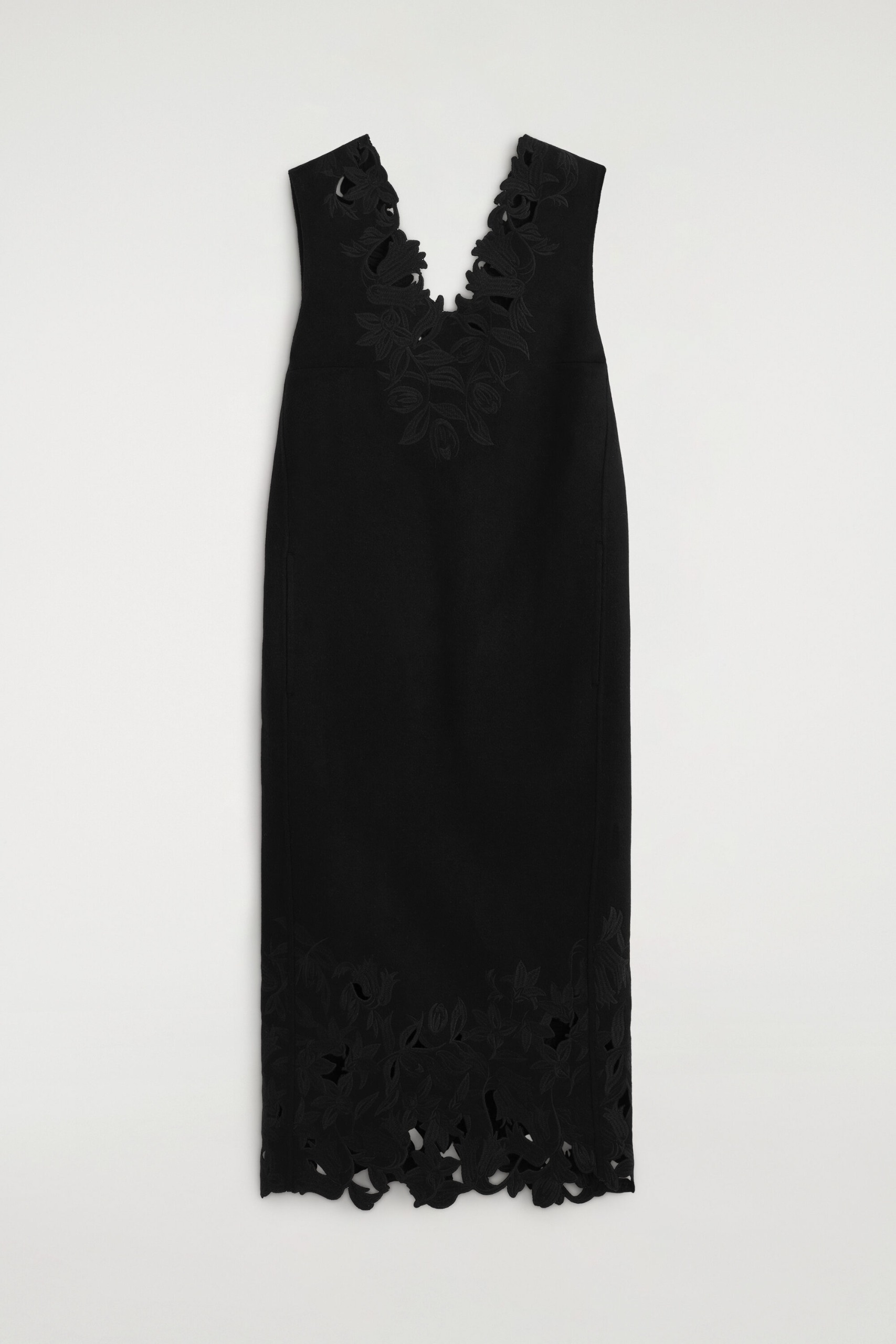 Embroidered Double-Faced Wool Dress