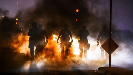 Police in Minneapolis during the George Floyd race riots