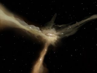 A galaxy accretes mass from rapid, narrow streams of cold gas. These filaments provide the galaxy with continuous flows of raw material to feed its star-forming at a rather leisurely pace. This theoretical scenario for galaxy formation is based on the nu