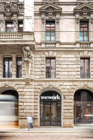 WeWork Meravigli exterior facade and entrance with sign