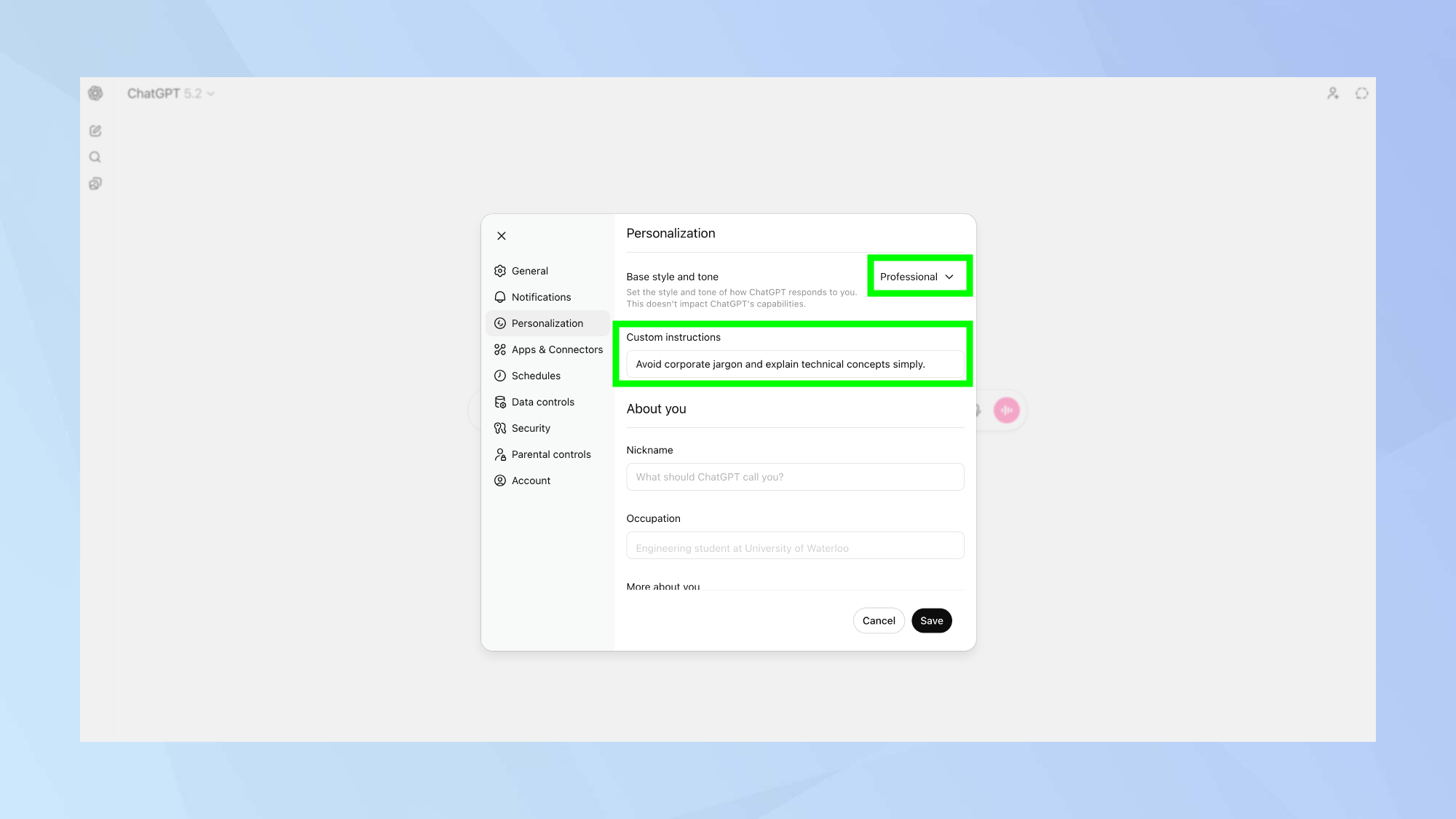 ChatGPT combined personalization