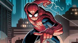 Marvel Comics artwork of Spider-Man shooting web from cover of 2022's The Amazing Spider-Man #1