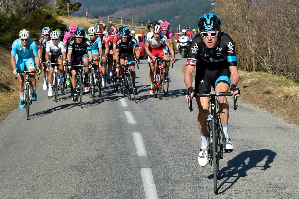 Geraint Thomas (Team Sky) sets off on the bottom of the final climb.