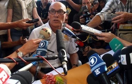 Under fire: Marc Biver delivers the news to the world,