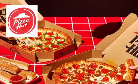 Pizza hut's pepperoni pizza in the box