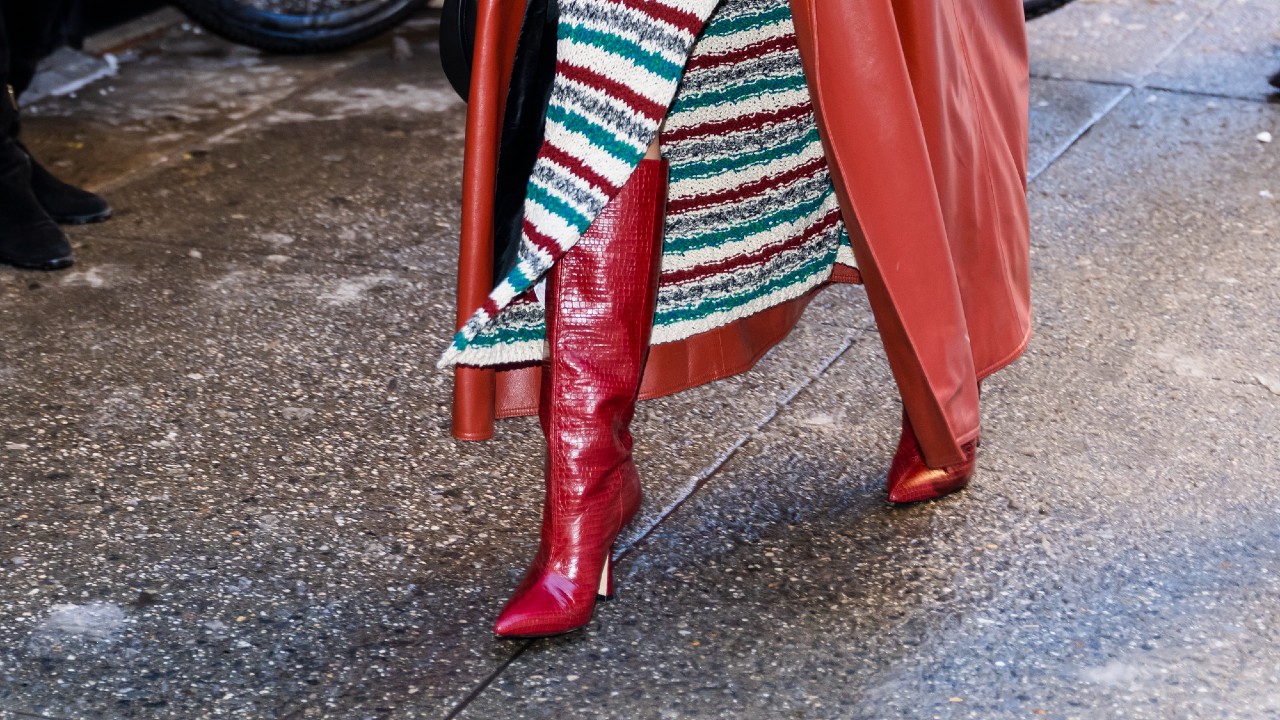 red leather boots Katy Perry
