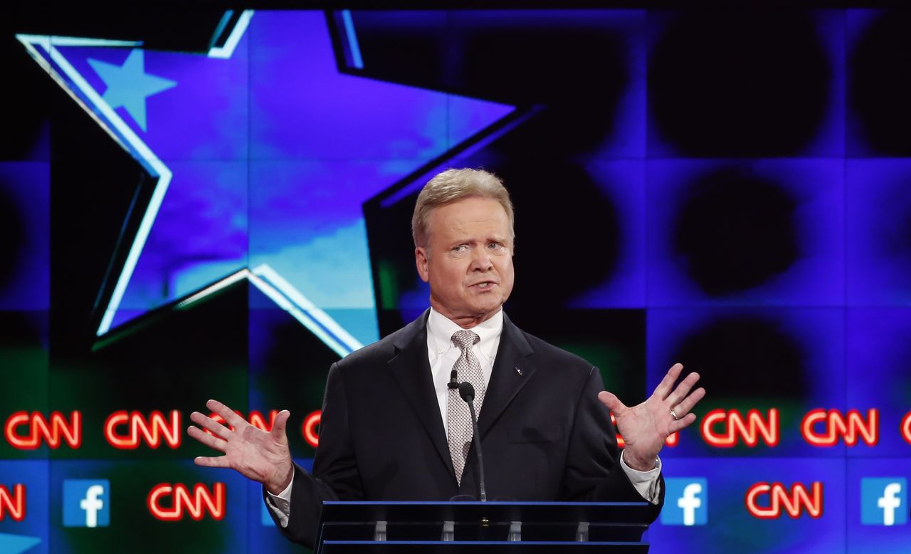 Jim Webb speaks during the first Democratic debate.