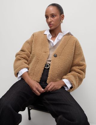 Faux Shearling Cardigan Jacket