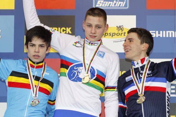 Mathieu van der Poel on the top step of the podium