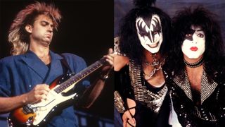 LEFT: Steve Farris performs with Mr. Mister at Riverfrest on Harriet Island in St. Paul, Minnesota on July 19, 1986. RIGHT: Gene Simmons (left) and Paul Stanley (right) 