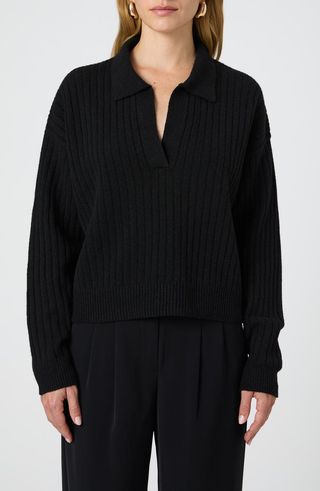 Vhari Rib Johnny Collar Sweater