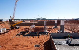 Construction on the Vogtle 3 unit's turbine for a new nuclear power plant on Jan. 19, 2012.