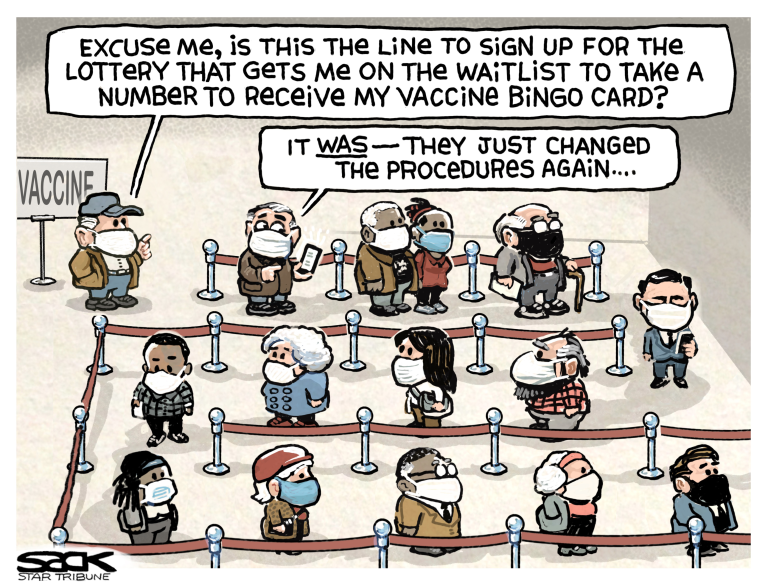 Editorial Cartoon U.S. covid vaccine distribution