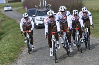 AG2R Citroën on training ride prior to 2021 Omloop Het Nieuwsblad