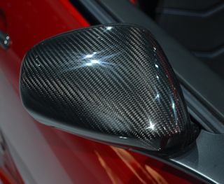 Carbon fiber components in the exterior of Maserati GranTurismo MC casing of the passenger-side mirror.