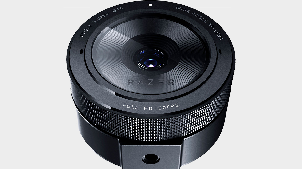 Razer Kiyo Pro webcam pictured on its side.