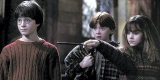 Daniel Radcliffe, Rupert Grint and Emma Watson in Harry Potter and the Sorcerer's Stone movie