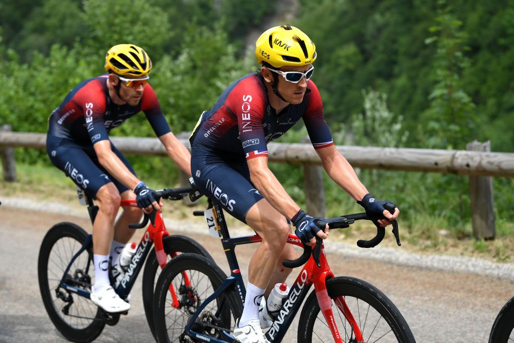 LAUSANNE SWITZERLAND JULY 09 Geraint Thomas of The United Kingdom and Team INEOS Grenadiers competes during the 109th Tour de France 2022 Stage 8 a 1863km stage from Dole to Lausanne Cte du Stade olympique 602m TDF2022 WorldTour on July 09 2022 in Lausanne Switzerland Photo by Alex BroadwayGetty Images