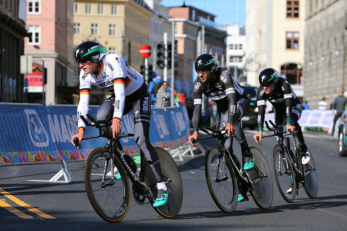 Bora-Hansgrohe recon the Worlds TTT course in Bergen, Norway