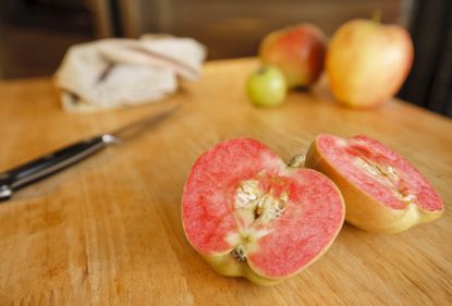 Sliced Open Red-Fleshed Apple