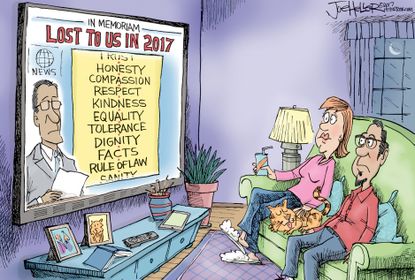 Political cartoon U.S. 2017 new year