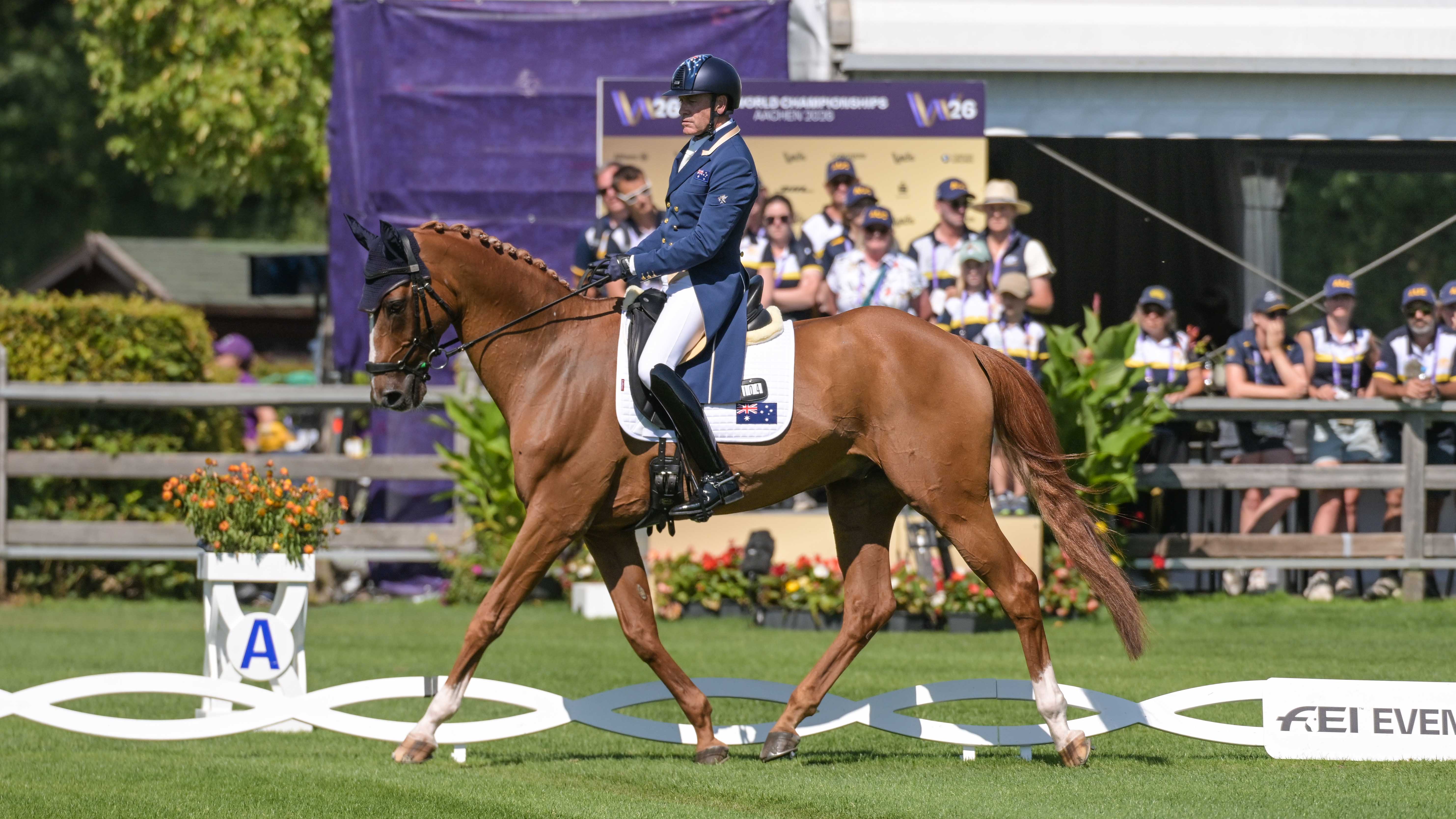 Pictured Andrew Hoy and Vassily De Lassos at the Aachen eventing World Championships. 