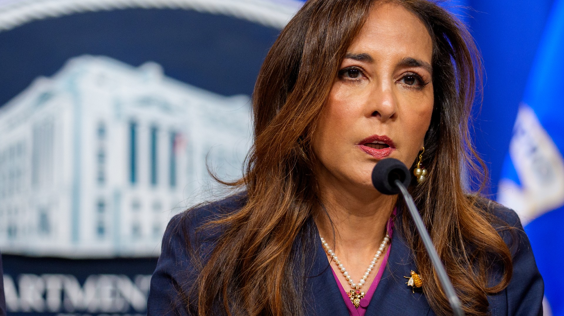 Assistant Attorney General for Civil Rights Harmeet Dhillon speaks during a news conference at the Justice Department on September 29, 2025 in Washington, DC. 