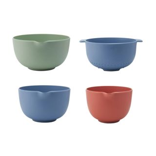 Beautiful Mixing Bowls and Colander Set Sage, Cinnamon and Blue Icing by Drew Barrymore