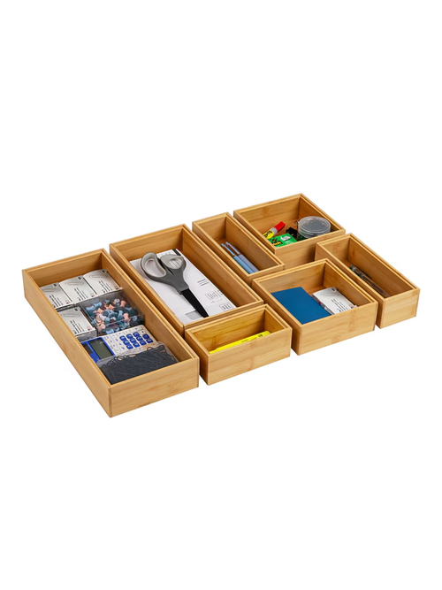 Desk Organizer Set, Brown, 7 Pieces 