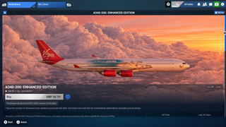 A screenshot of an Mscenery product in the Microsoft Flight Simulator 2024 marketplace showing perfect ratings and an AI generated thumbnail.