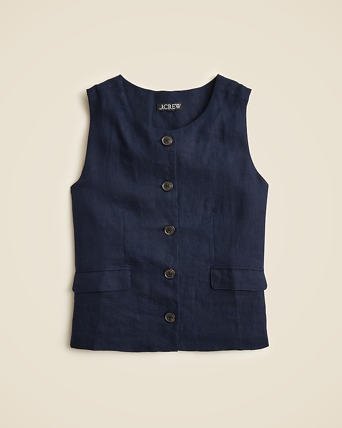 Crewneck Vest in Linen