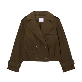 cut out image of a cropped khaki trench jacket